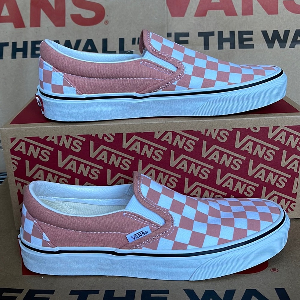 Vans Classic Slip On Rose Dawn Checkerboard/True White Mens